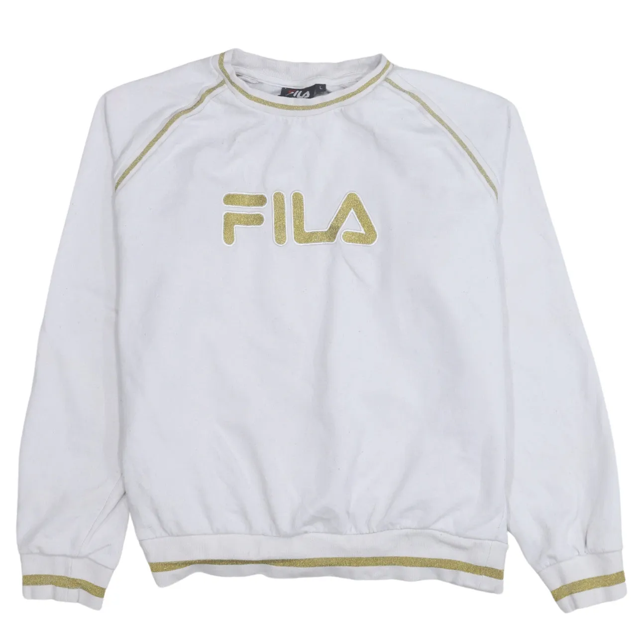 Fila 90's Spellout Crew Neck Sweatshirt Large White sold by Vintage Club