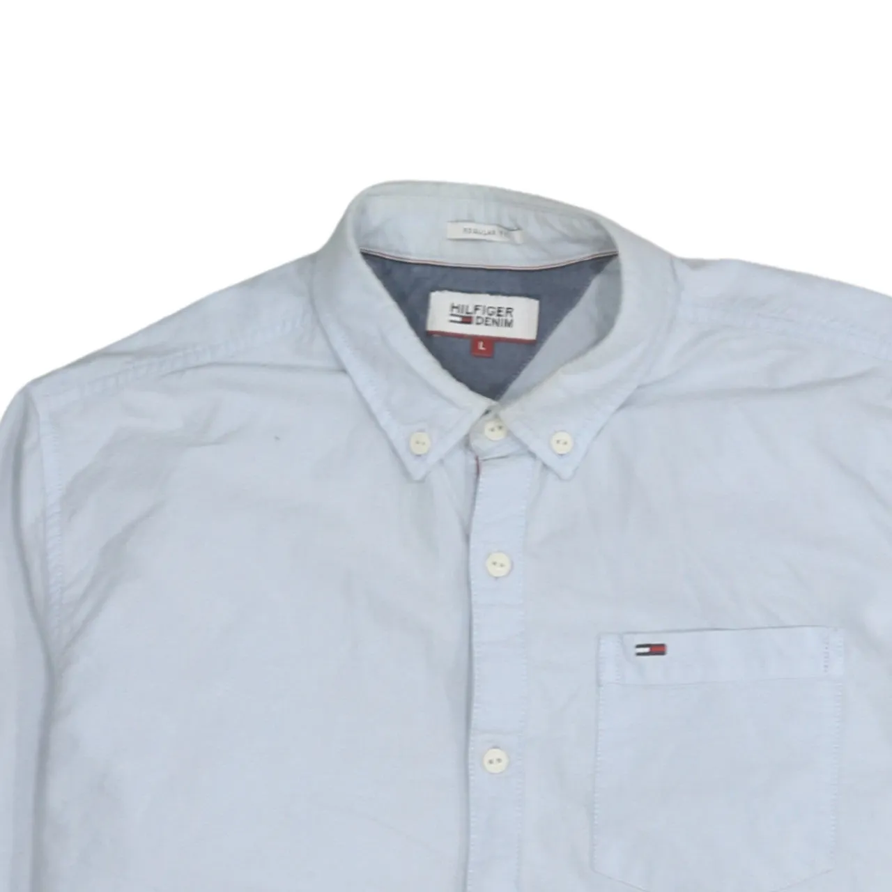 Tommy Hilfiger 90's Long Sleeve Button Up Shirt Large Blue sold by Vintage Club product image thumbnail 3