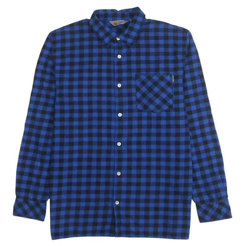 Carhartt 90's Long Sleeve Button Up Shirt XLarge Blue sold by Vintage Club