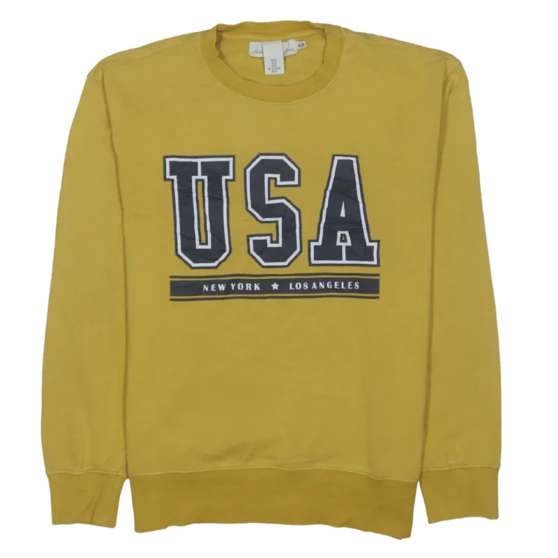 H&M 90's USA Crew Neck Sweatshirt Medium Yellow made by H&M