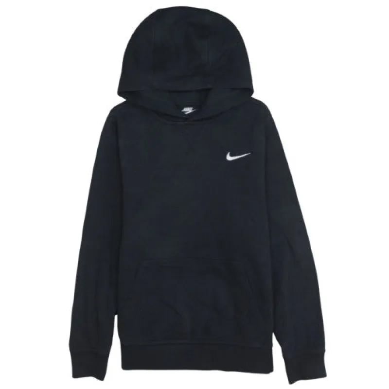 Nike Women's Hoodie Black Large Embroidered Swoosh Kangaroo Pocket Pullover Sweatshirt made by Nike