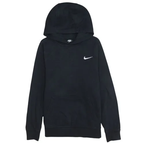 Nike Women's Hoodie Black Large Embroidered Swoosh Kangaroo Pocket Pullover Sweatshirt sold by Vintage Club