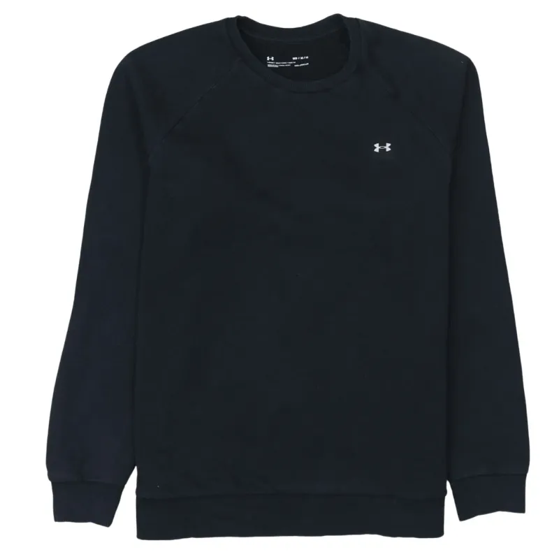 Under Armour Black Sweatshirt Men's Medium Embroidered Chest Logo Raglan Sleeve Pullover Fleece Top made by Vintage Club