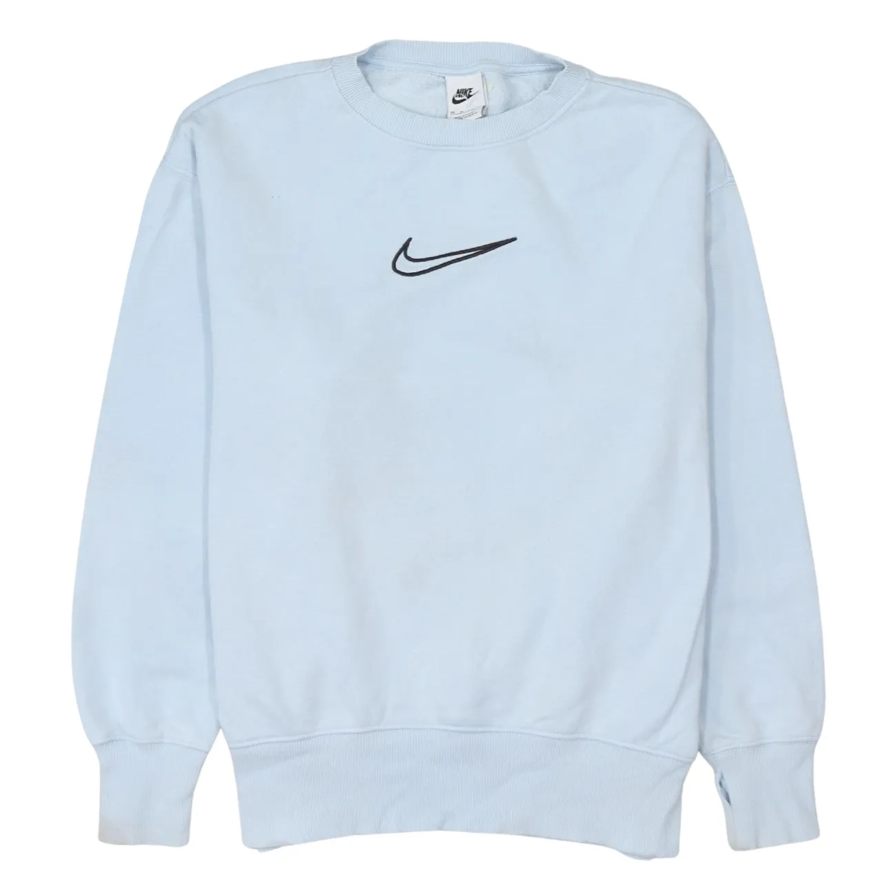 Nike Light Blue Sweatshirt Men's XSmall Embroidered Swoosh Logo Crewneck Pullover Fleece Top sold by Vintage Club