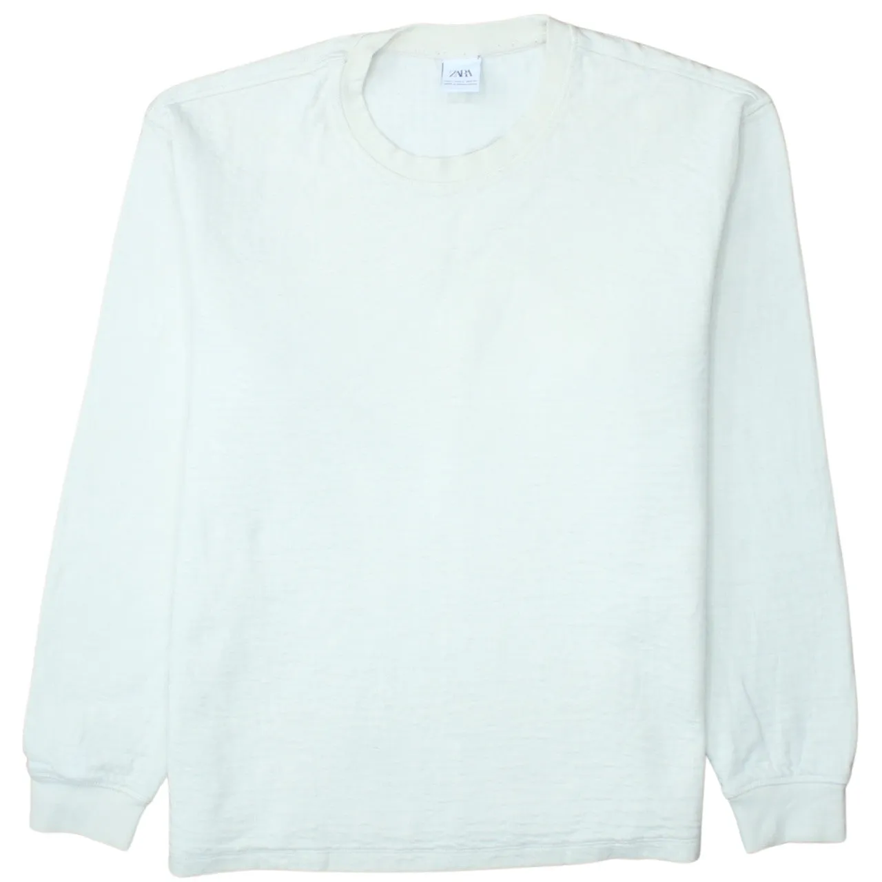 Zara 90's Plain Crew Neck Sweatshirt Small White sold by Vintage Club