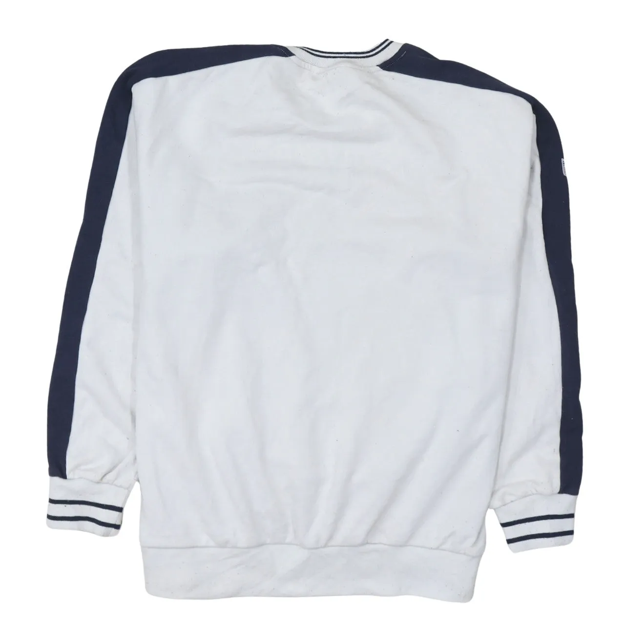 NFL White Navy Sweatshirt Men's Medium New England Patriots Printed Logo Fleece Pullover sold by Vintage Club product image thumbnail 2