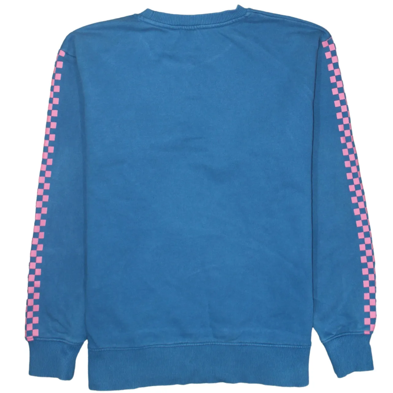 Vans Blue Sweatshirt Men's Small Pink Logo Checkerboard Sleeves Crewneck Pullover Top sold by Vintage Club product image thumbnail 2