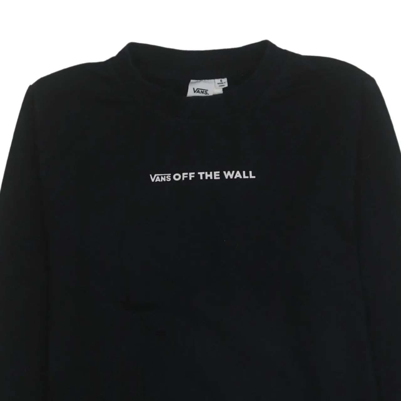Vans Black Sweatshirt Men's Small Printed Off The Wall Logo Crewneck Pullover Top sold by Vintage Club product image thumbnail 3