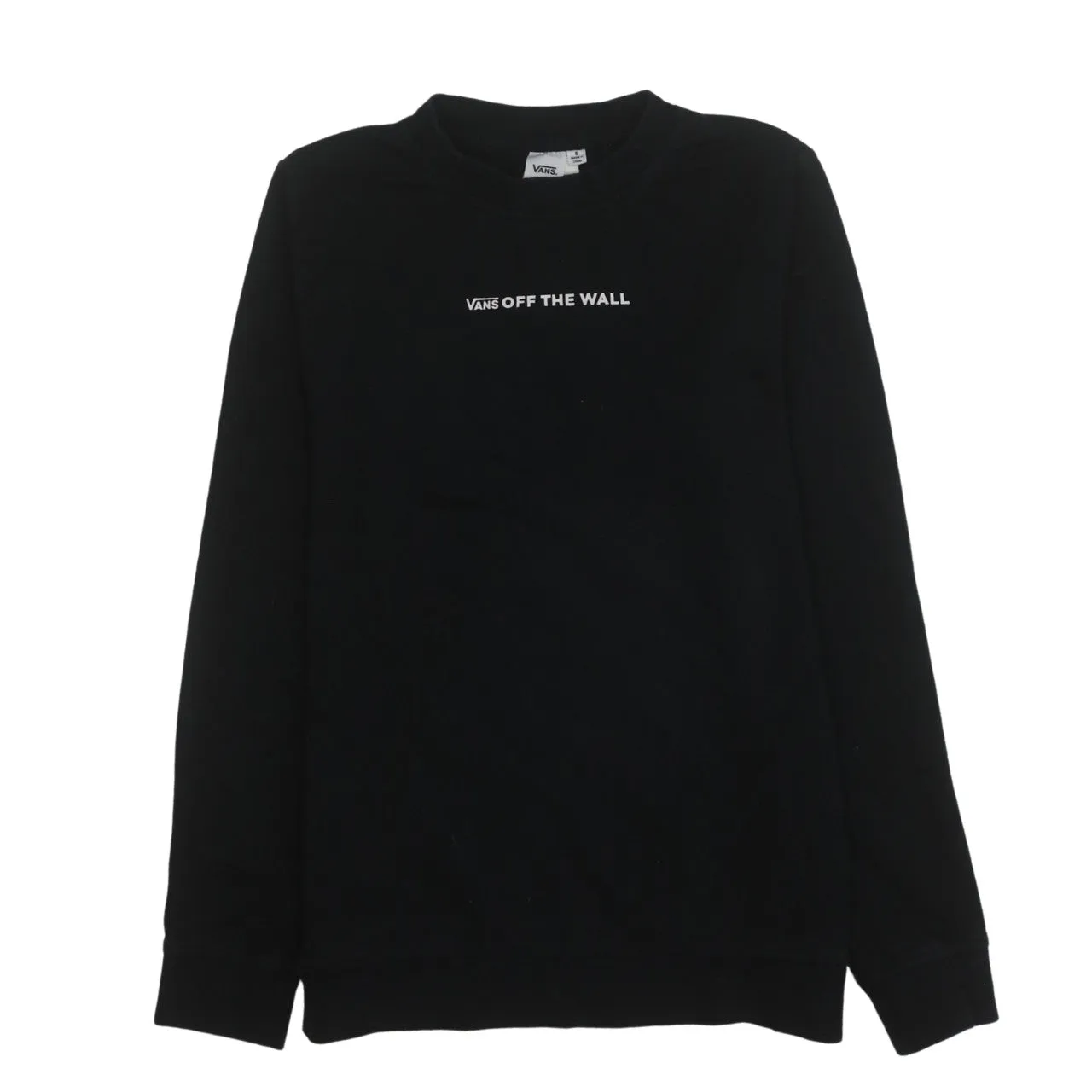 Vans Black Sweatshirt Men's Small Printed Off The Wall Logo Crewneck Pullover Top sold by Vintage Club