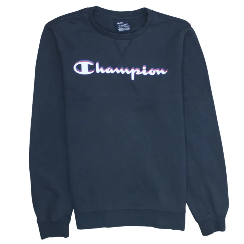 Champion Navy Blue Sweatshirt Men’s XLarge Printed Logo Crewneck Pullover Fleece Top sold by Vintage Club