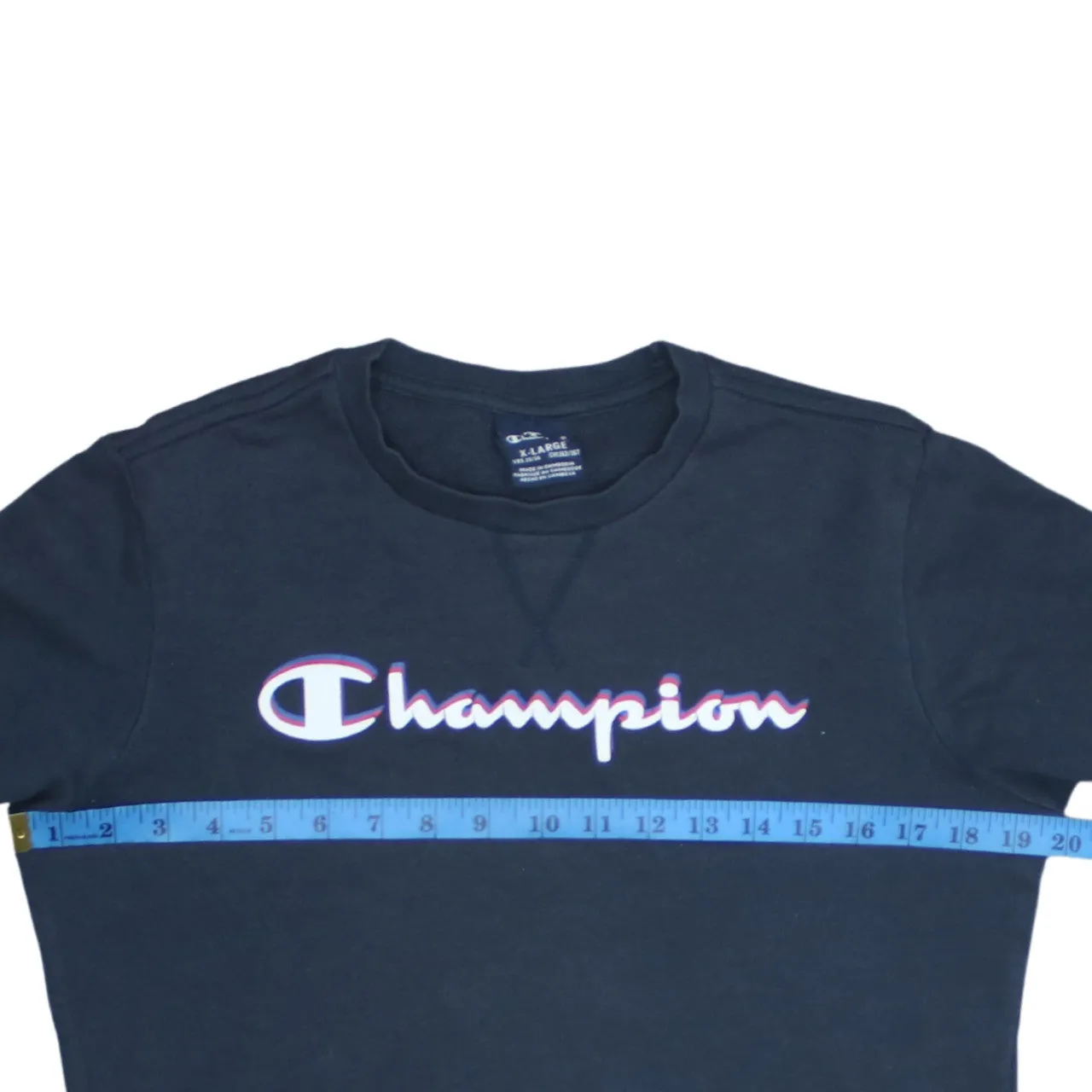Champion Navy Blue Sweatshirt Men’s XLarge Printed Logo Crewneck Pullover Fleece Top sold by Vintage Club product image thumbnail 5