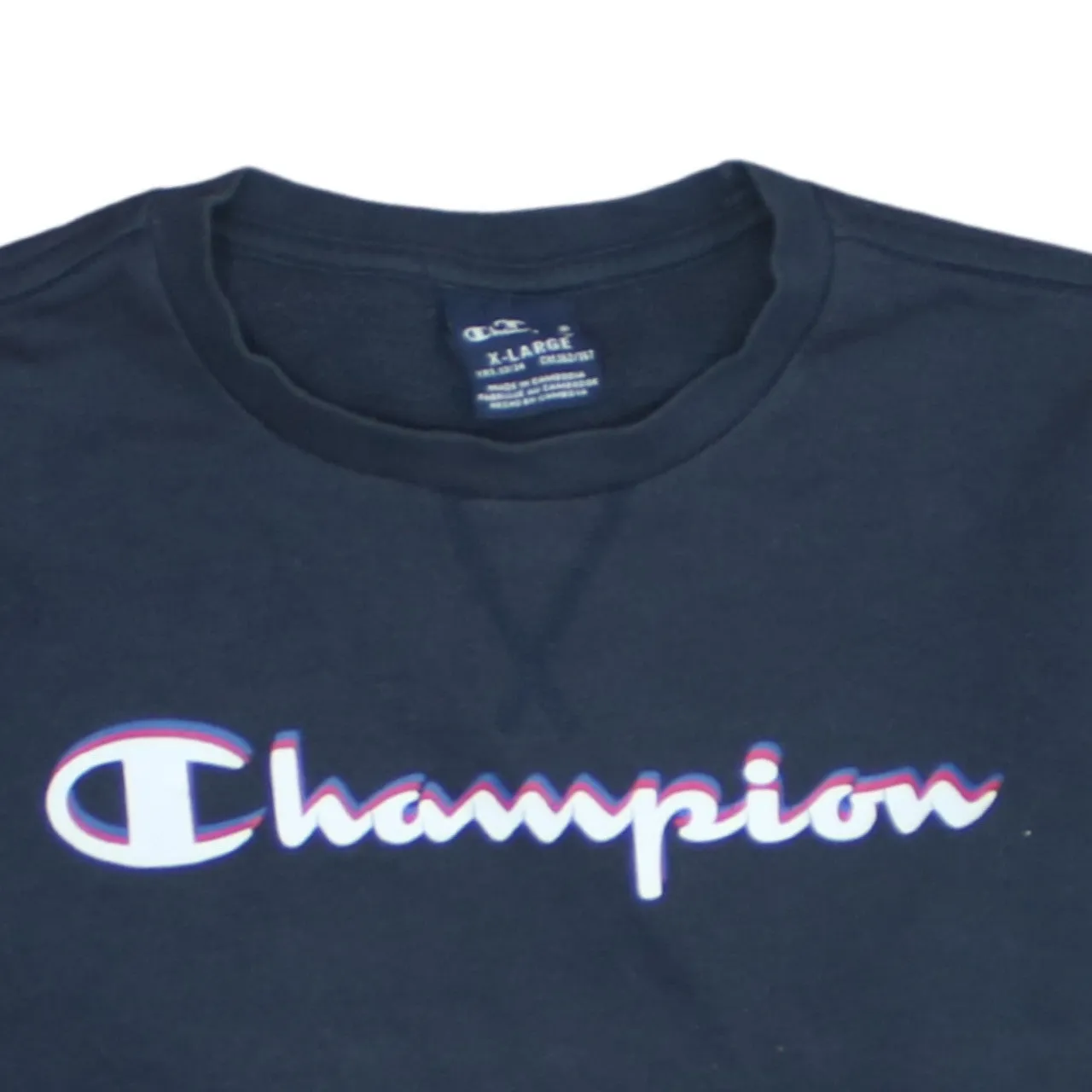 Champion Navy Blue Sweatshirt Men’s XLarge Printed Logo Crewneck Pullover Fleece Top sold by Vintage Club product image thumbnail 3