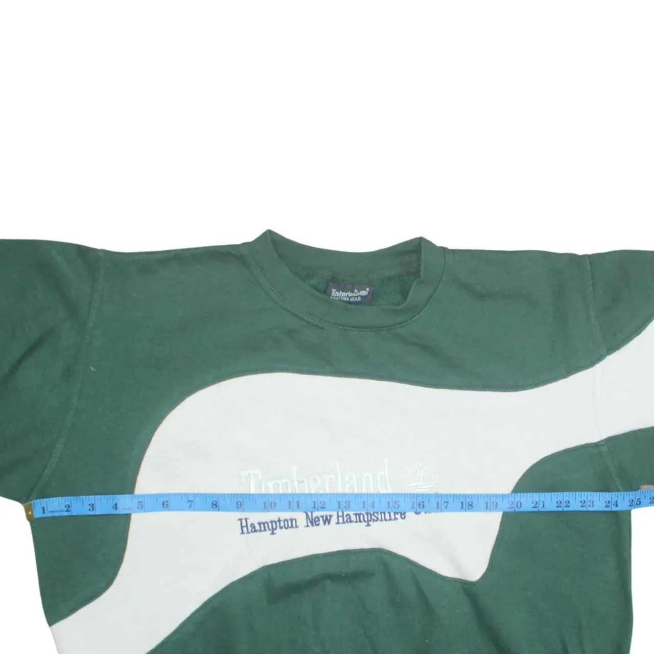 Timberland Green White Sweatshirt Men's XLarge Embroidered Chest Logo Colour Block Pullover Jumper sold by Vintage Club product image thumbnail 5