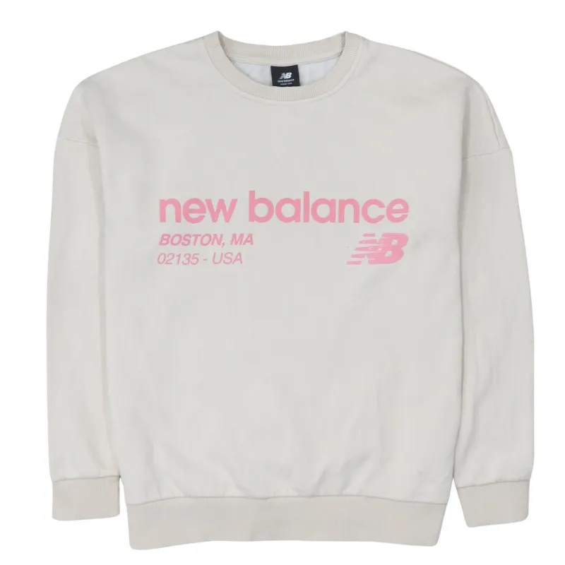New Balance 90's Spellout Crew Neck Sweatshirt Medium Beige Cream made by New Balance