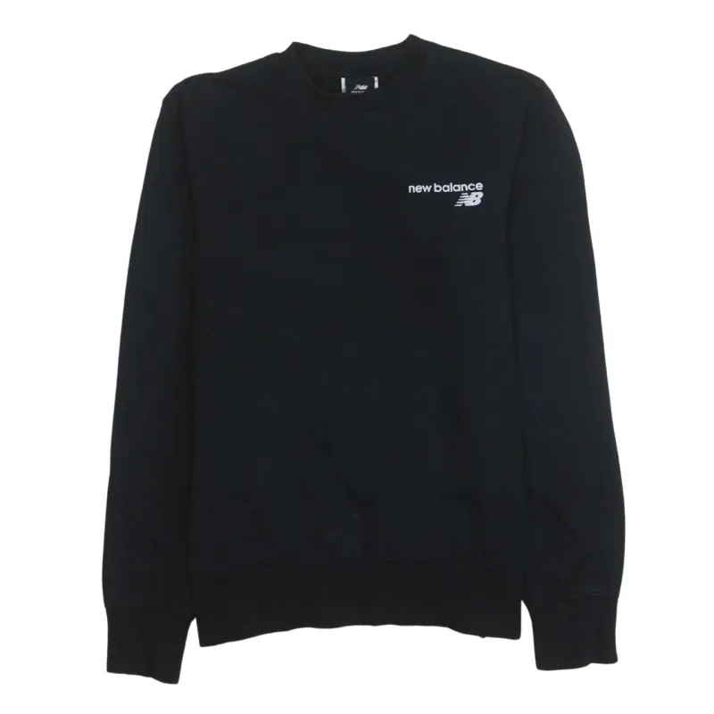 New Balance Black Sweatshirt Men's Small Printed Chest Logo Crewneck Pullover Fleece Top made by New Balance