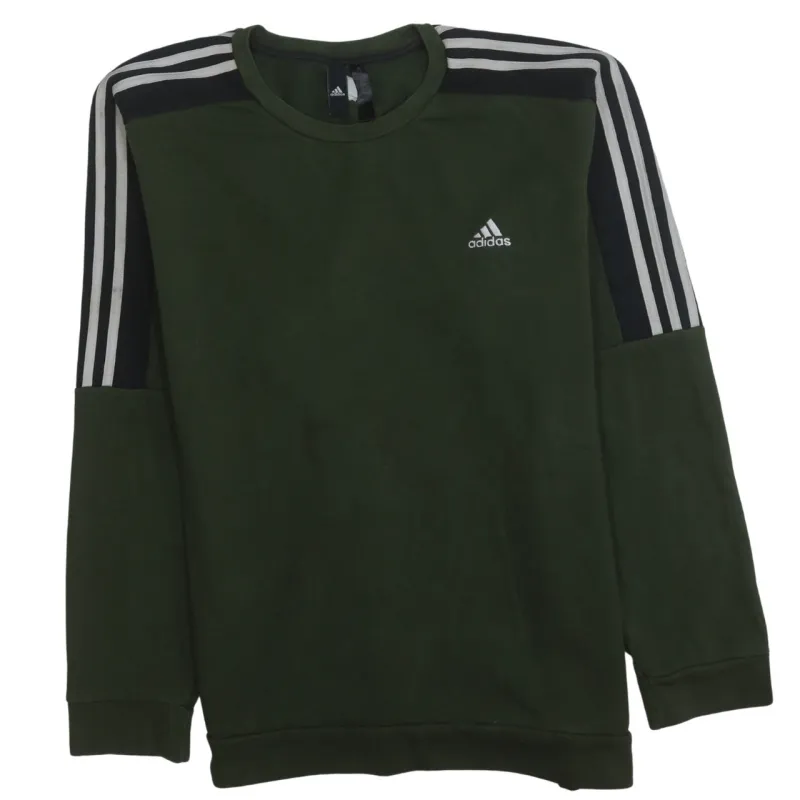 Adidas 90's Striped Sleeve Crew Neck Sweatshirt XXLarge (2XL) Green made by Adidas