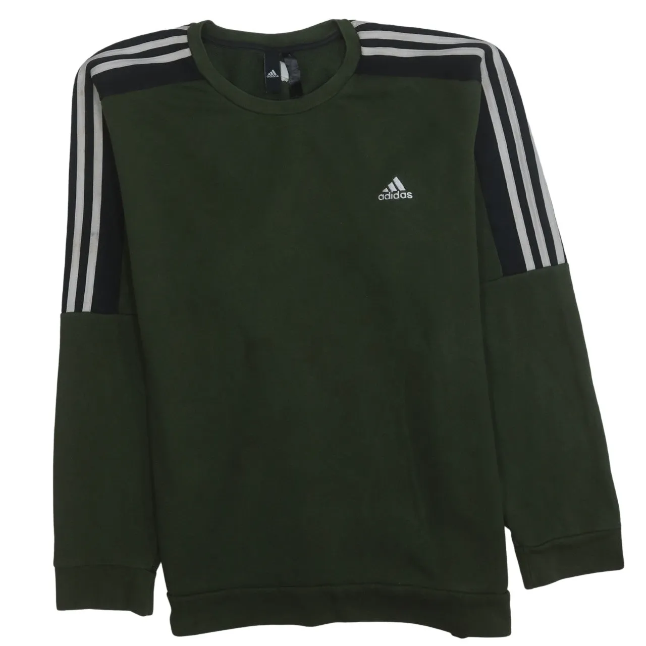 Adidas 90's Striped Sleeve Crew Neck Sweatshirt XXLarge (2XL) Green sold by Vintage Club