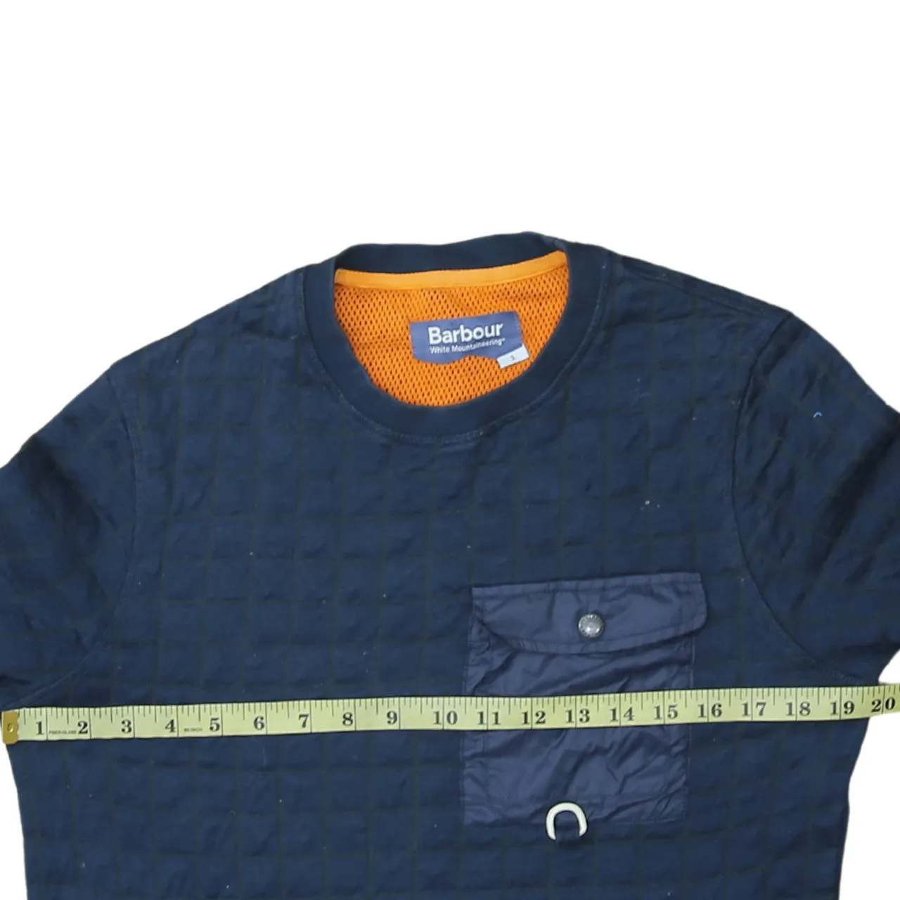 Barbour Navy Blue Sweatshirt Men's Small Quilted Pocket Crewneck Pullover Top sold by Vintage Club product image thumbnail 5