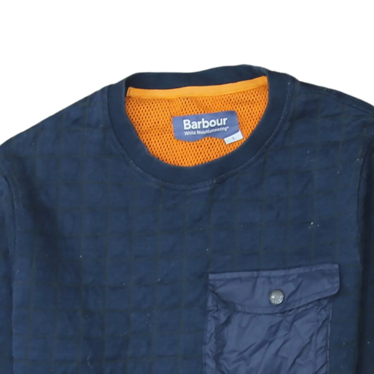 Barbour Navy Blue Sweatshirt Men's Small Quilted Pocket Crewneck Pullover Top sold by Vintage Club product image thumbnail 3
