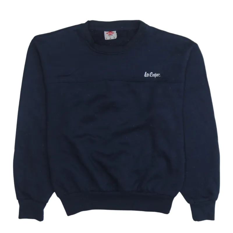 Lee Navy Blue Sweatshirt Men's Medium Embroidered Chest Logo Ribbed Crewneck Pullover made by Lee