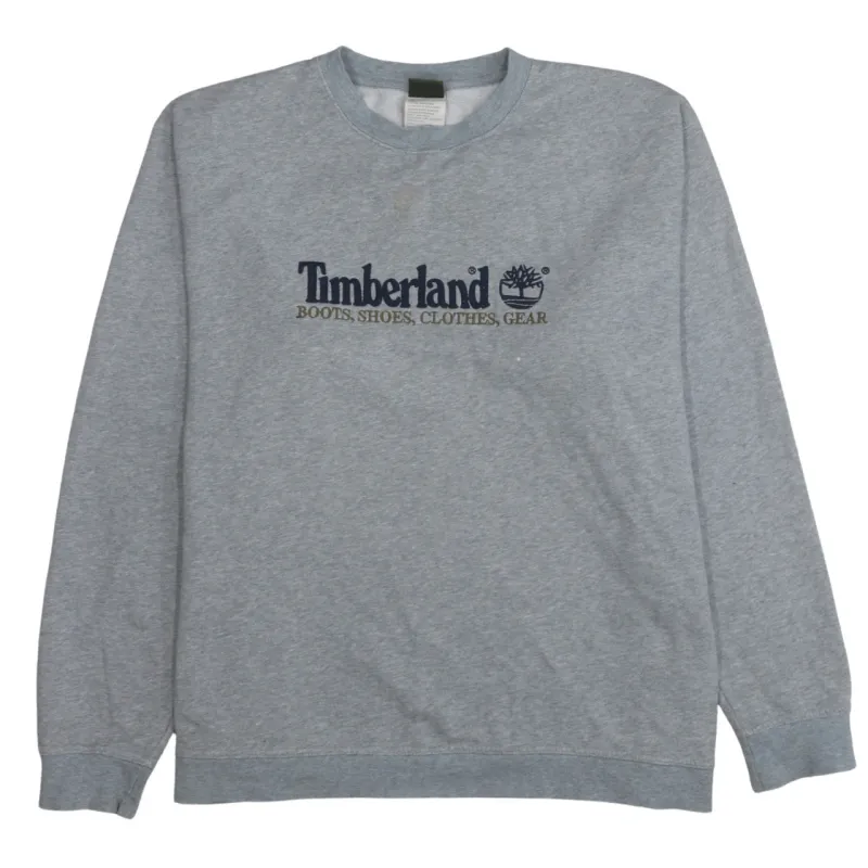 Timberland Grey Sweatshirt Men's XLarge Embroidered Chest Logo Crewneck Pullover Fleece Top made by Timberland