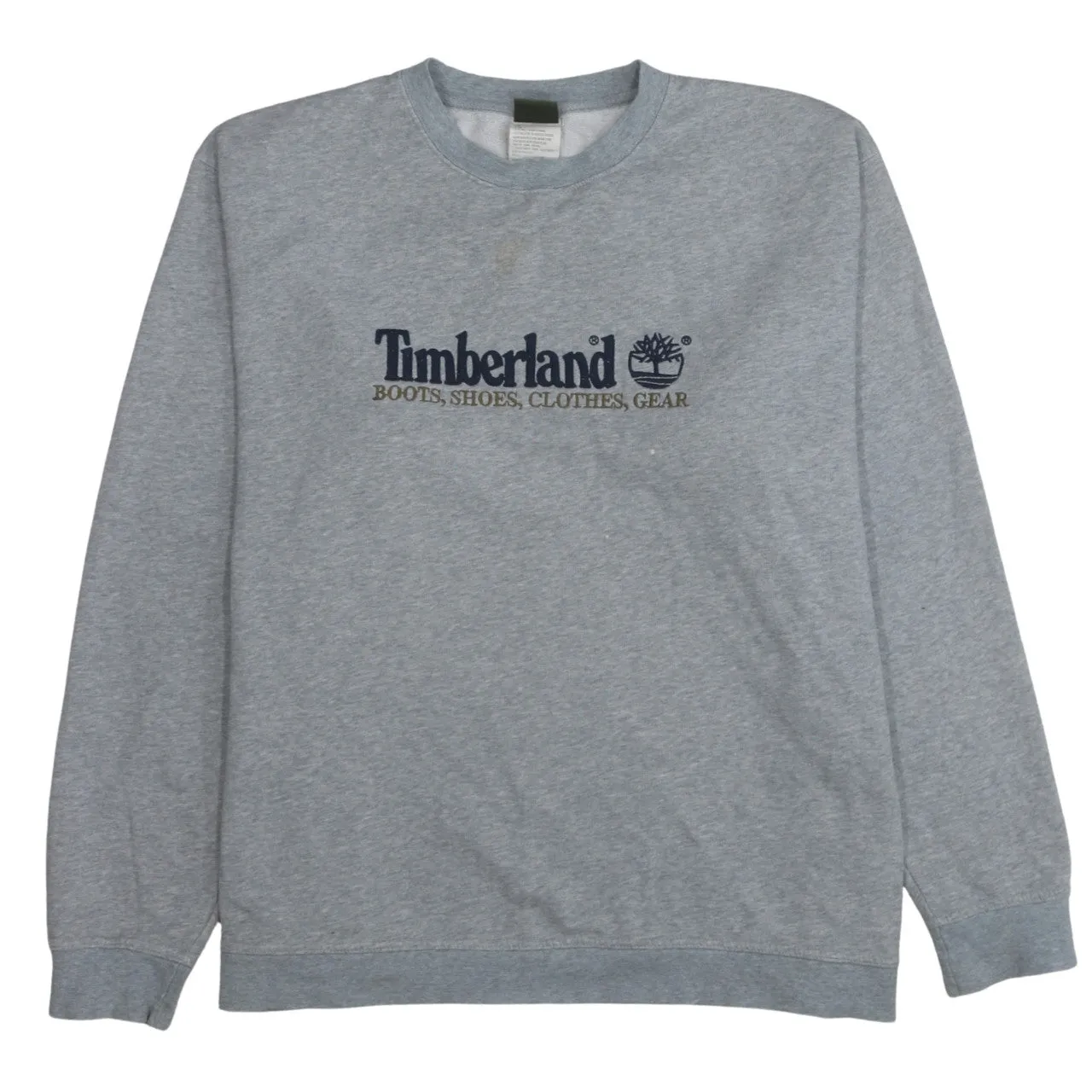 Timberland Grey Sweatshirt Men's XLarge Embroidered Chest Logo Crewneck Pullover Fleece Top sold by Vintage Club