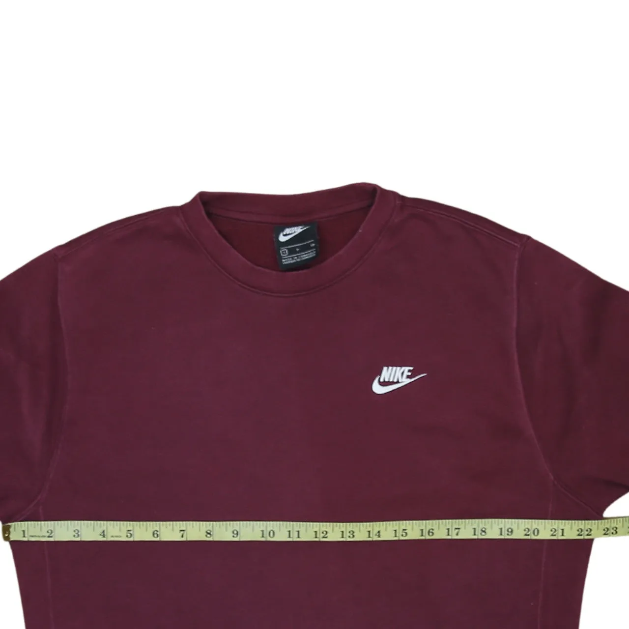 Nike Burgundy Red Sweatshirt Men's Small Embroidered Swoosh Logo Crewneck Pullover Fleece Top sold by Vintage Club product image thumbnail 5