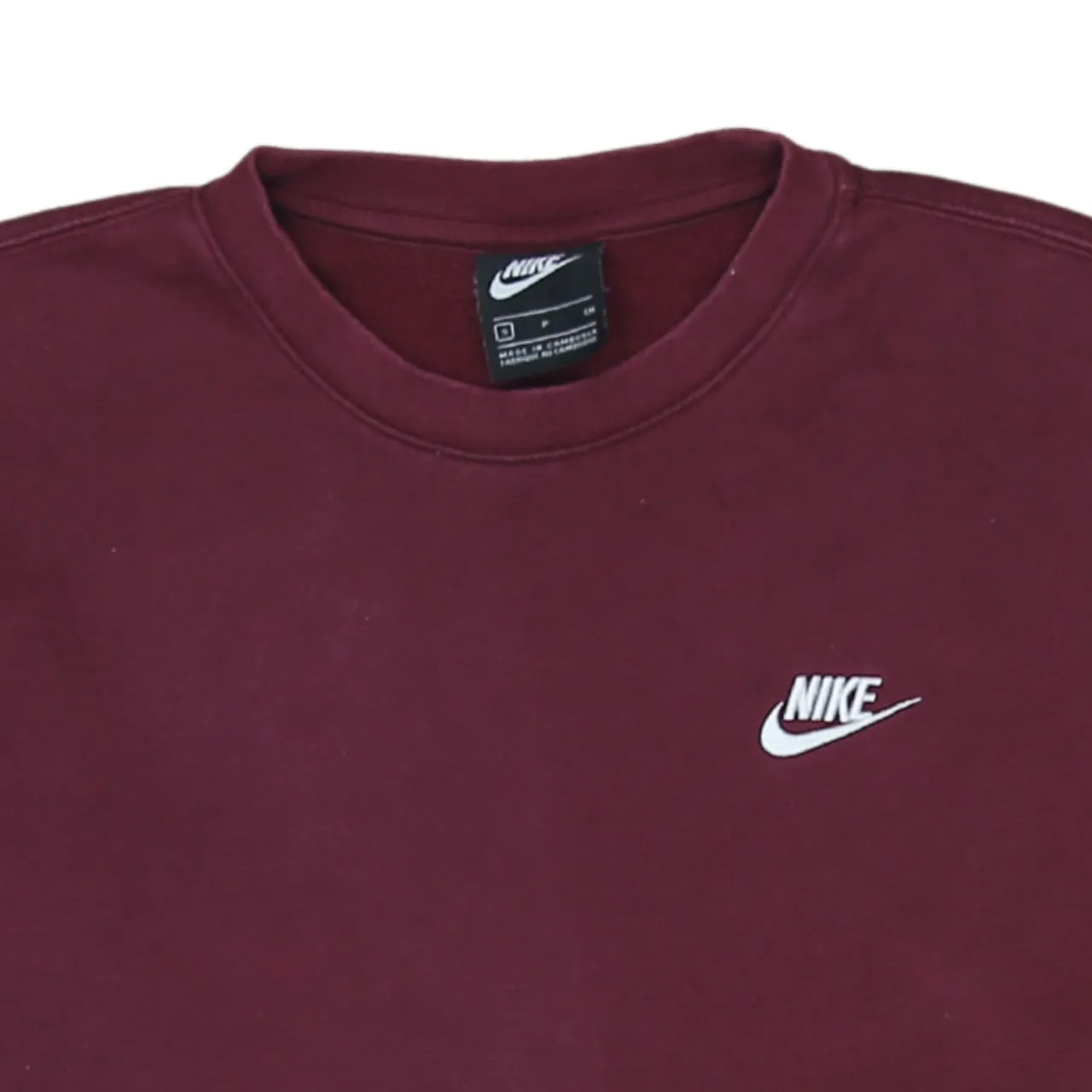Nike Burgundy Red Sweatshirt Men's Small Embroidered Swoosh Logo Crewneck Pullover Fleece Top sold by Vintage Club product image thumbnail 3
