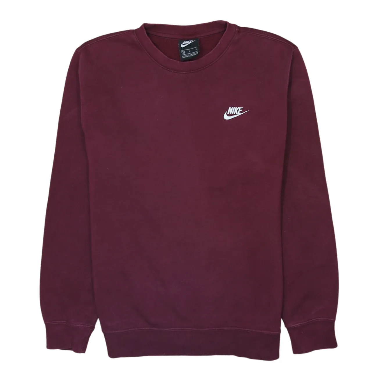 Nike Burgundy Red Sweatshirt Men's Small Embroidered Swoosh Logo Crewneck Pullover Fleece Top sold by Vintage Club