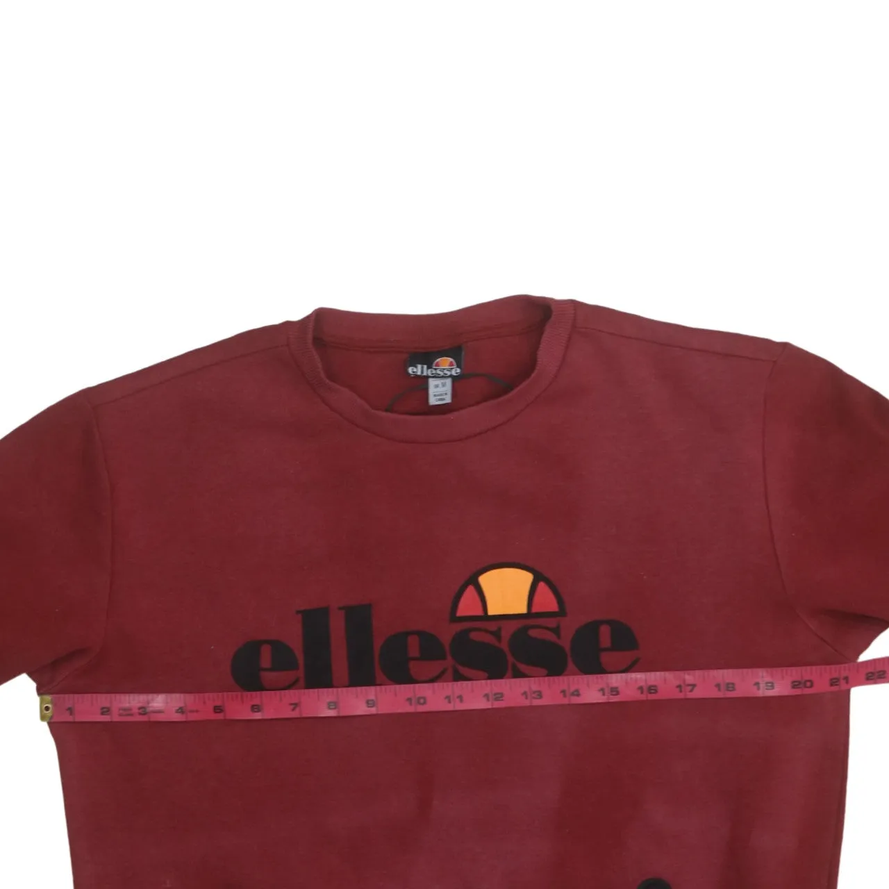 Ellesse 90's Spellout Crew Neck Sweatshirt Medium Burgundy Red sold by Vintage Club product image thumbnail 5