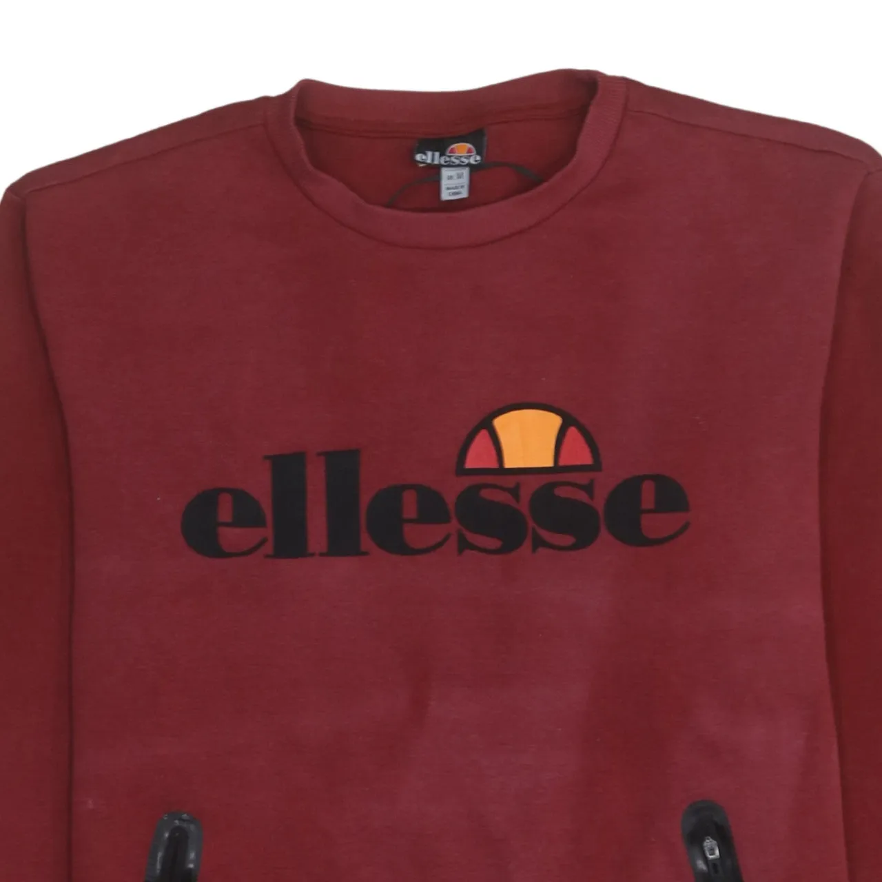 Ellesse 90's Spellout Crew Neck Sweatshirt Medium Burgundy Red sold by Vintage Club product image thumbnail 3