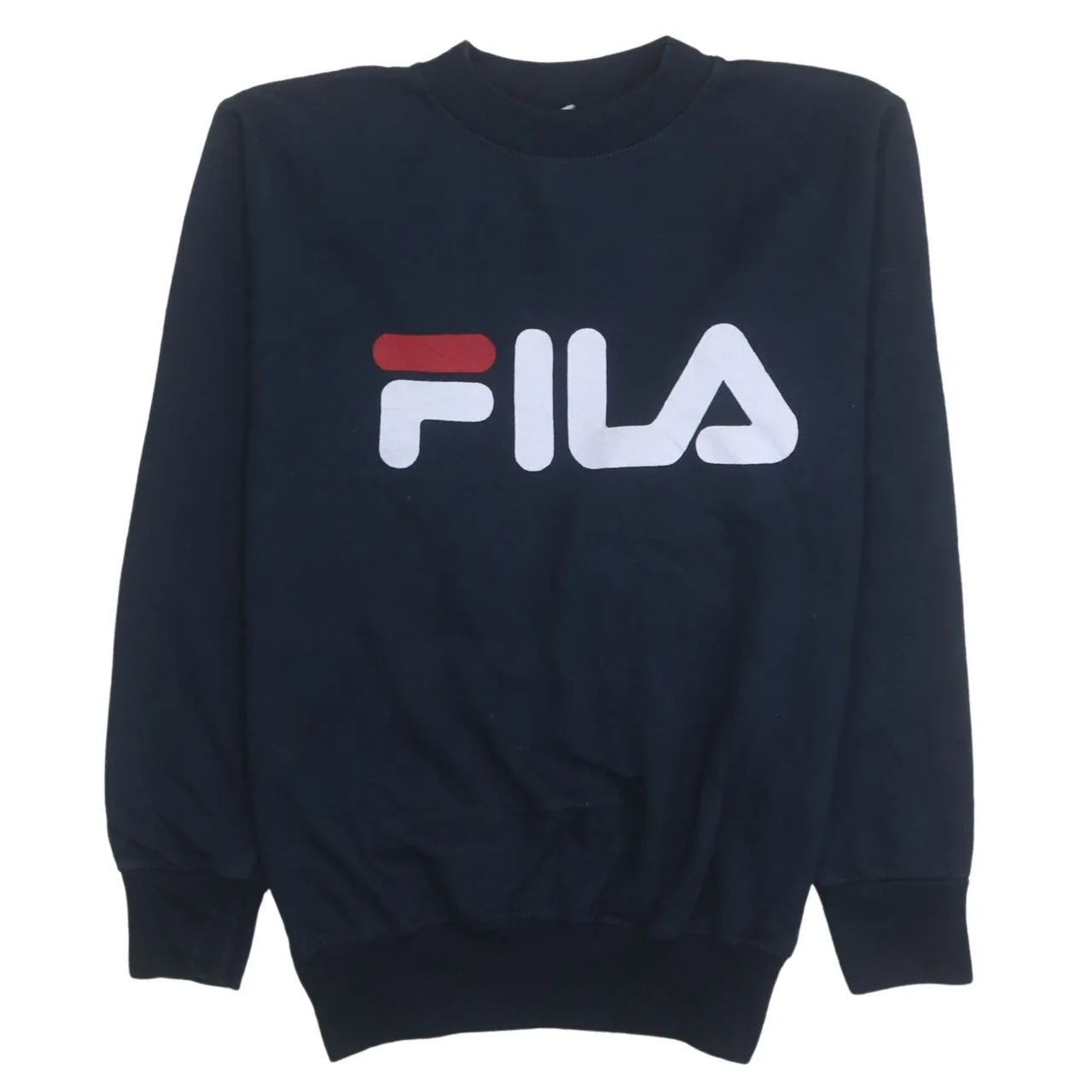 Fila 90's Spellout Crew Neck Sweatshirt Small Navy Blue sold by Vintage Club
