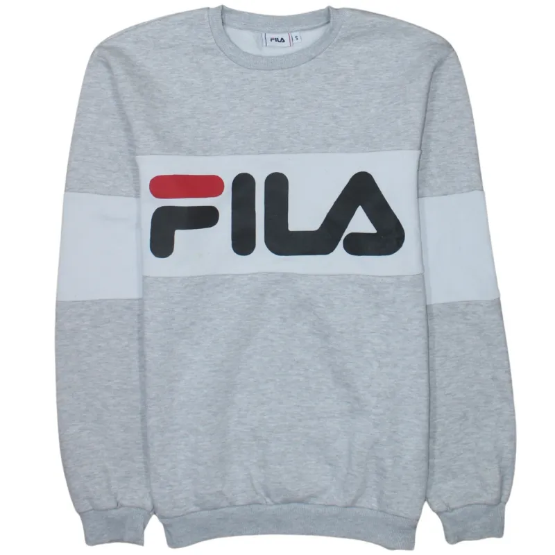 Fila 90's Spellout Crew Neck Sweatshirt Small Grey sold by Vintage Club