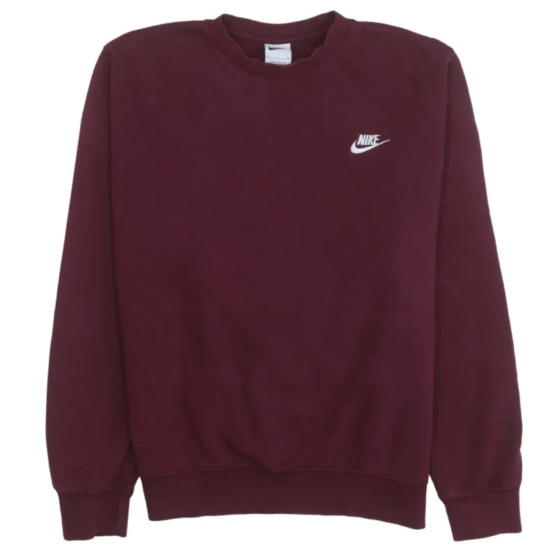 Nike 90's Swoosh Crew Neck Sweatshirt Small Burgundy Red made by Nike
