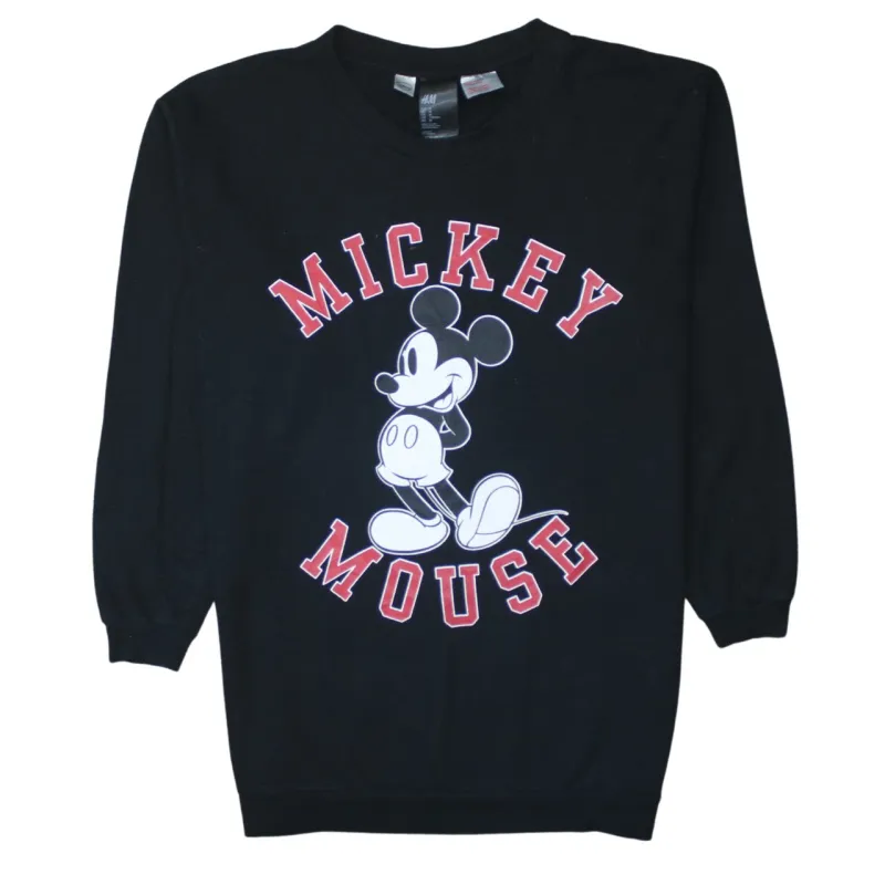 Disney 90's Mickey Mouse Crew Neck Sweatshirt Medium Black made by Disney