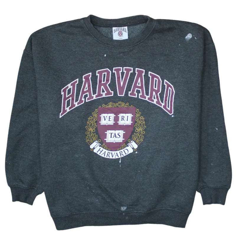 Harvard 90's Spellout Crew Neck Sweatshirt Large Grey sold by Vintage Club