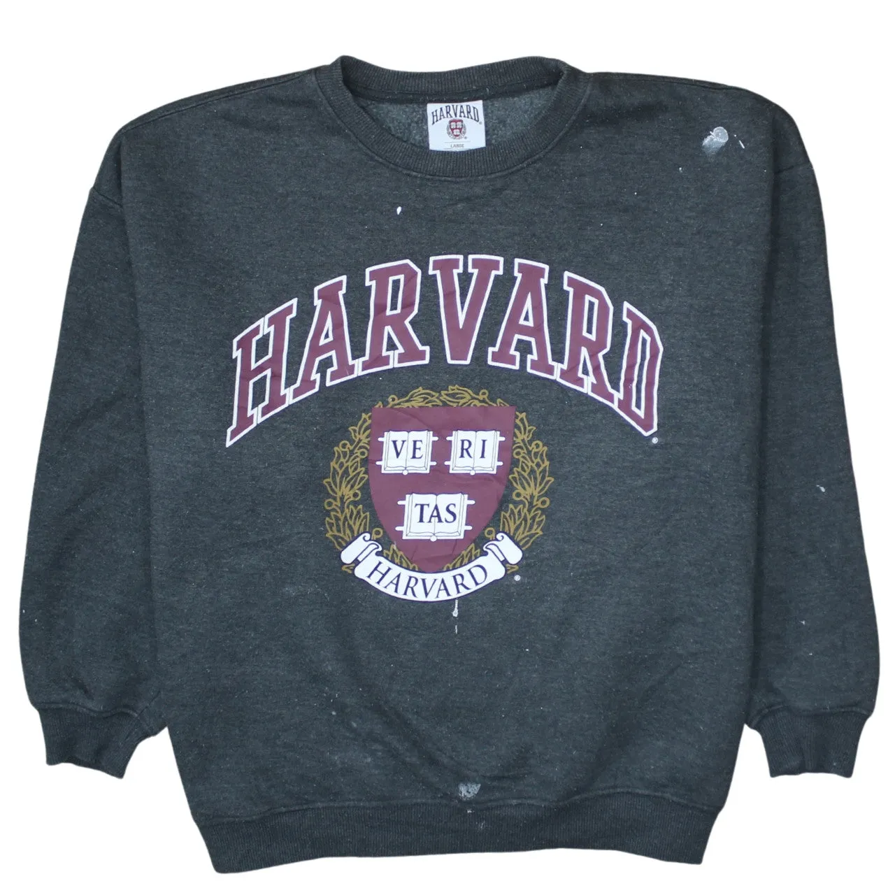 Harvard 90's Spellout Crew Neck Sweatshirt Large Grey sold by Vintage Club