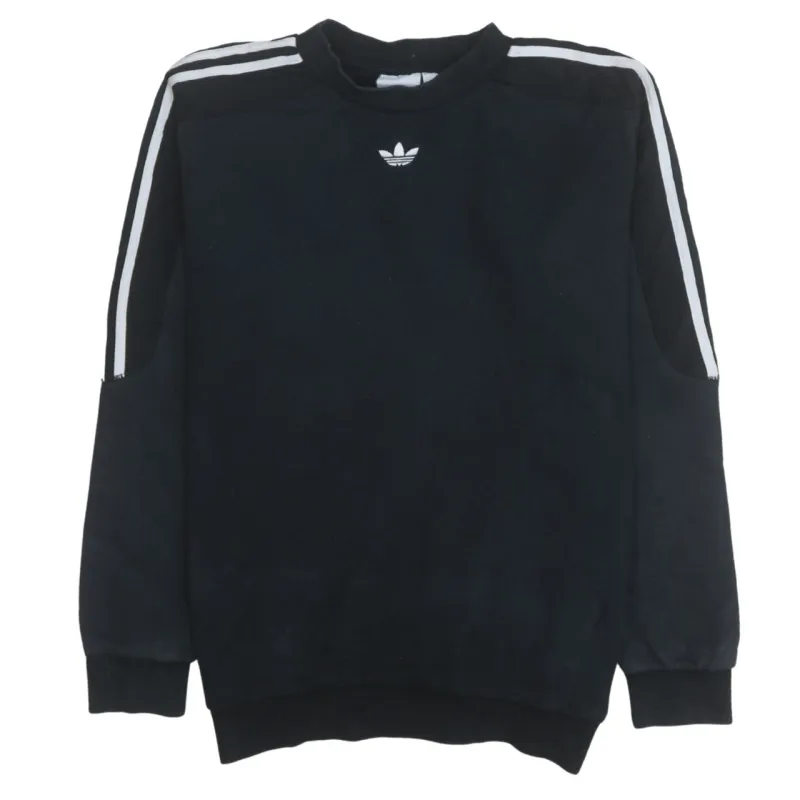 Adidas 90's Striped Sleeve Crew Neck Sweatshirt Small Black sold by Vintage Club