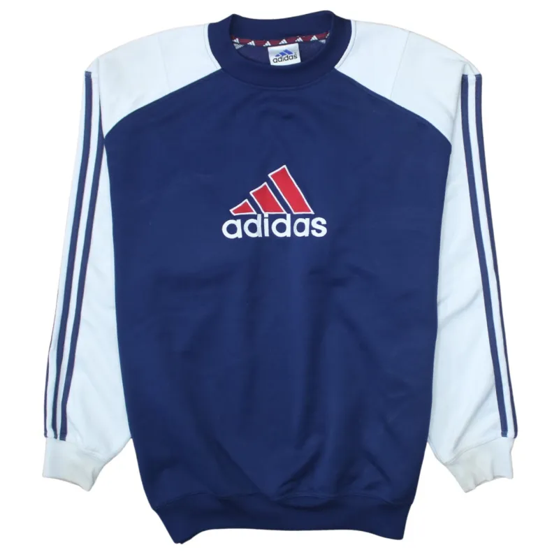 Adidas 90's Spellout Crew Neck Sweatshirt Large Navy Blue sold by Vintage Club