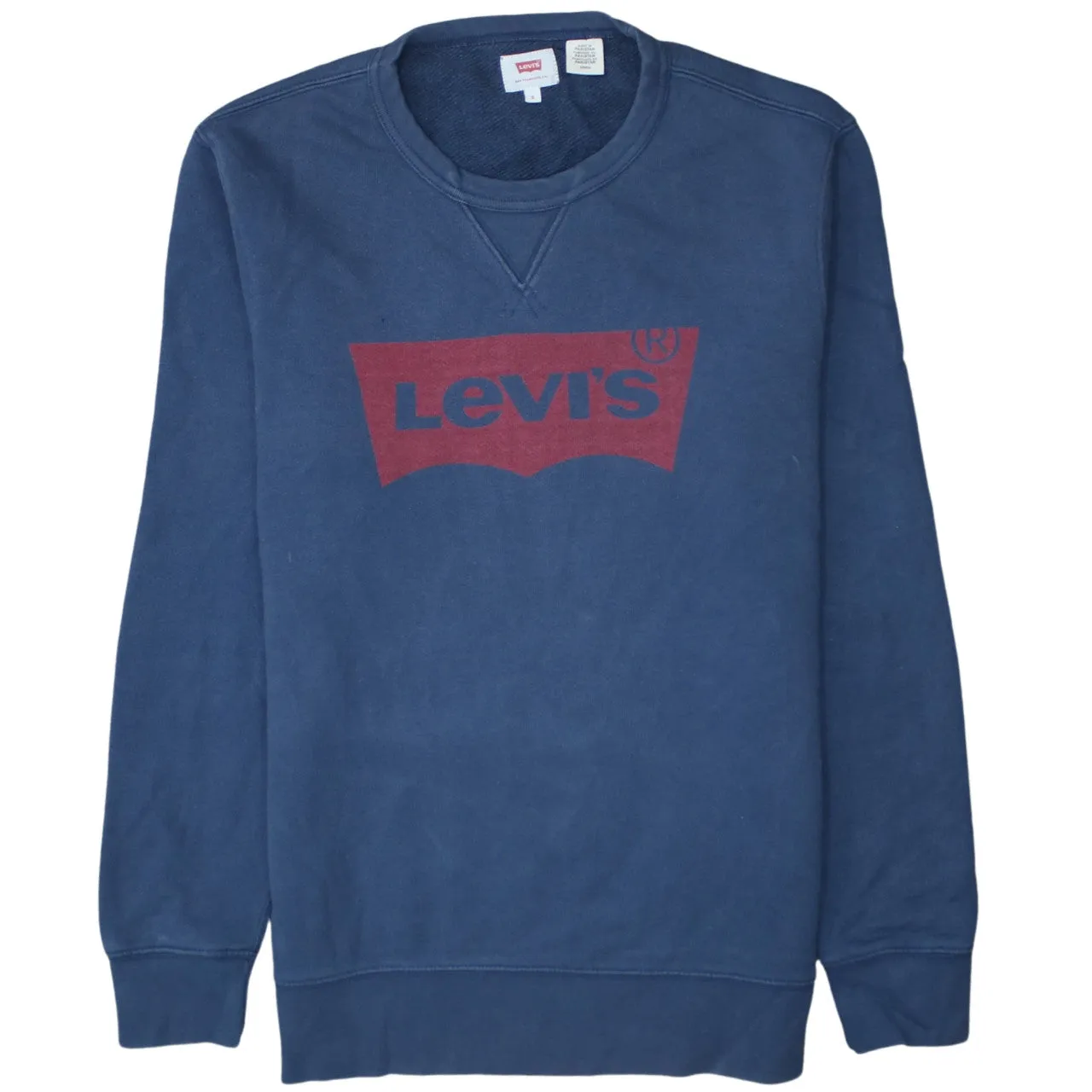 Levi's 90's Spellout Crew Neck Sweatshirt Small Navy Blue sold by Vintage Club