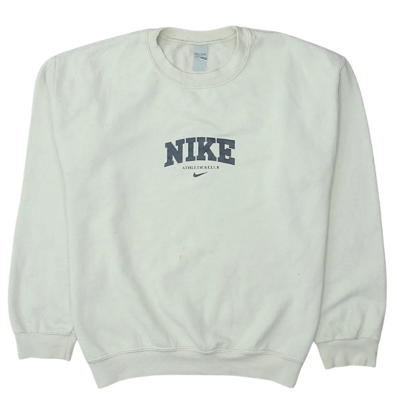Nike 90's Center Middle Swoosh Crew Neck Sweatshirt Medium Beige Cream sold by Vintage Club