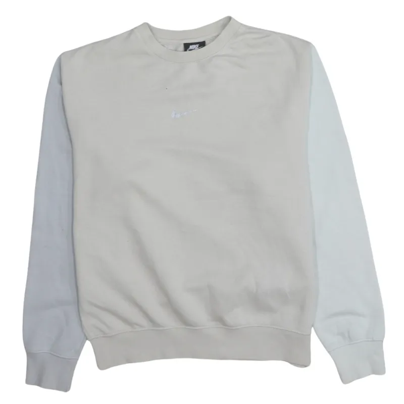 Nike Beige Cream Sweatshirt Men's Small Embroidered Swoosh Colour Block Sleeves Pullover made by Nike