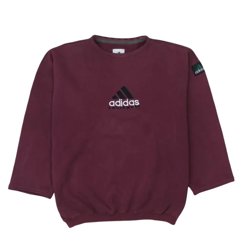 Adidas 90's Spellout Crew Neck Sweatshirt Large Burgundy Red sold by Vintage Club