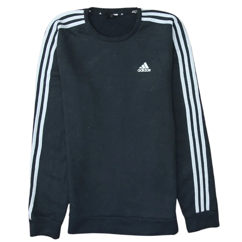 Adidas 90's Striped Sleeve Crew Neck Sweatshirt Small Black sold by Vintage Club