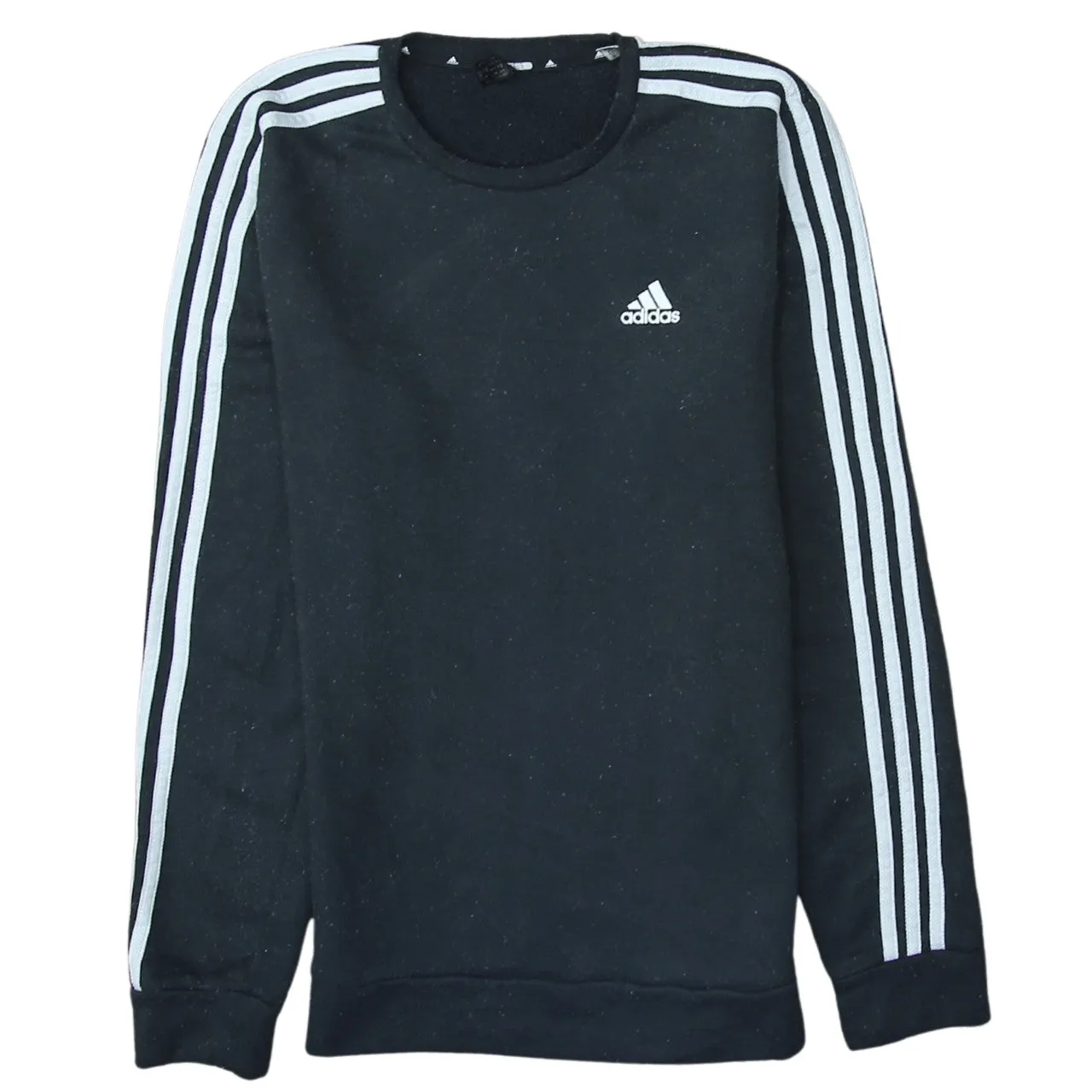 Adidas 90's Striped Sleeve Crew Neck Sweatshirt Small Black sold by Vintage Club