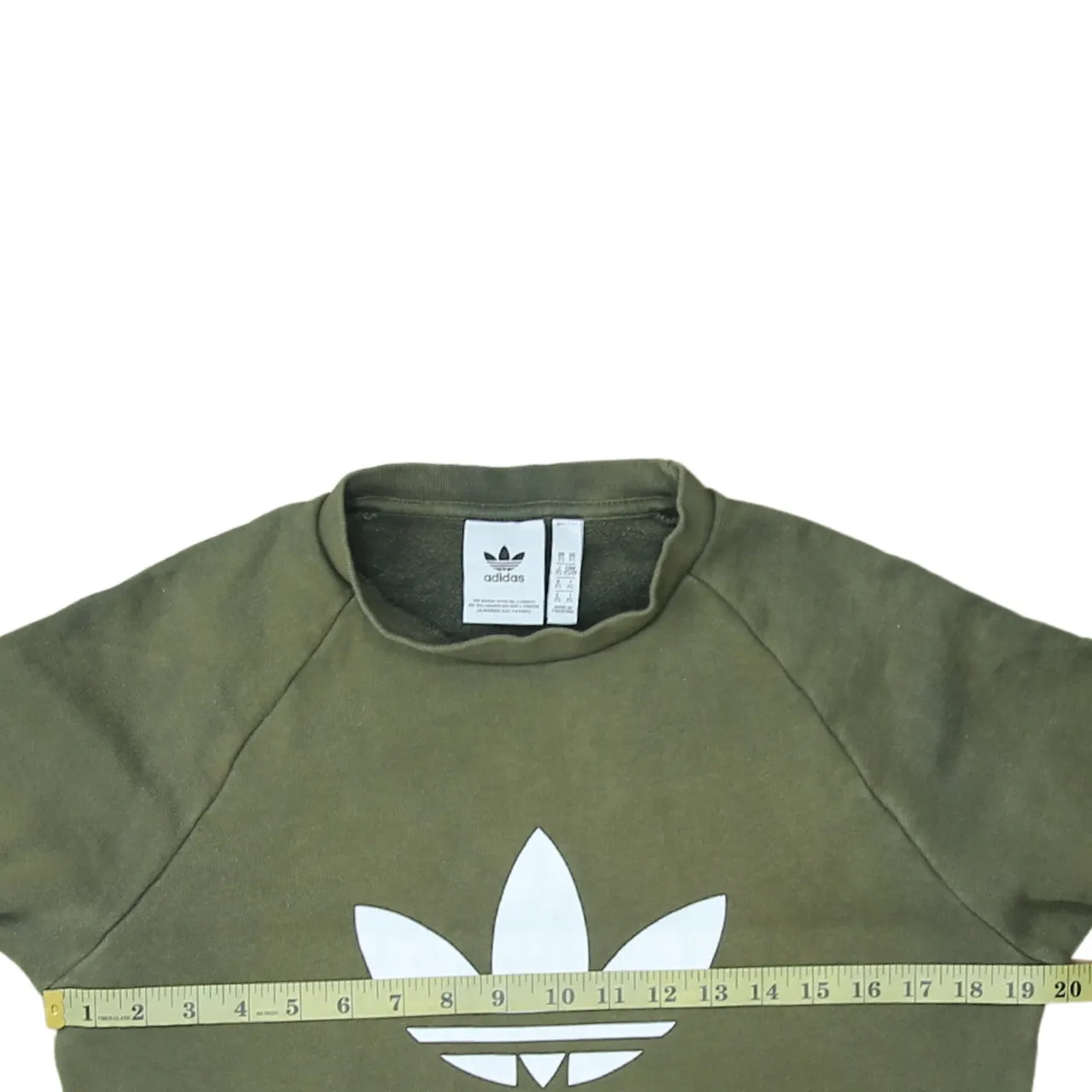 Adidas Olive Green Sweatshirt Men's XSmall Printed Trefoil Logo Crewneck Pullover Top sold by Vintage Club product image thumbnail 5