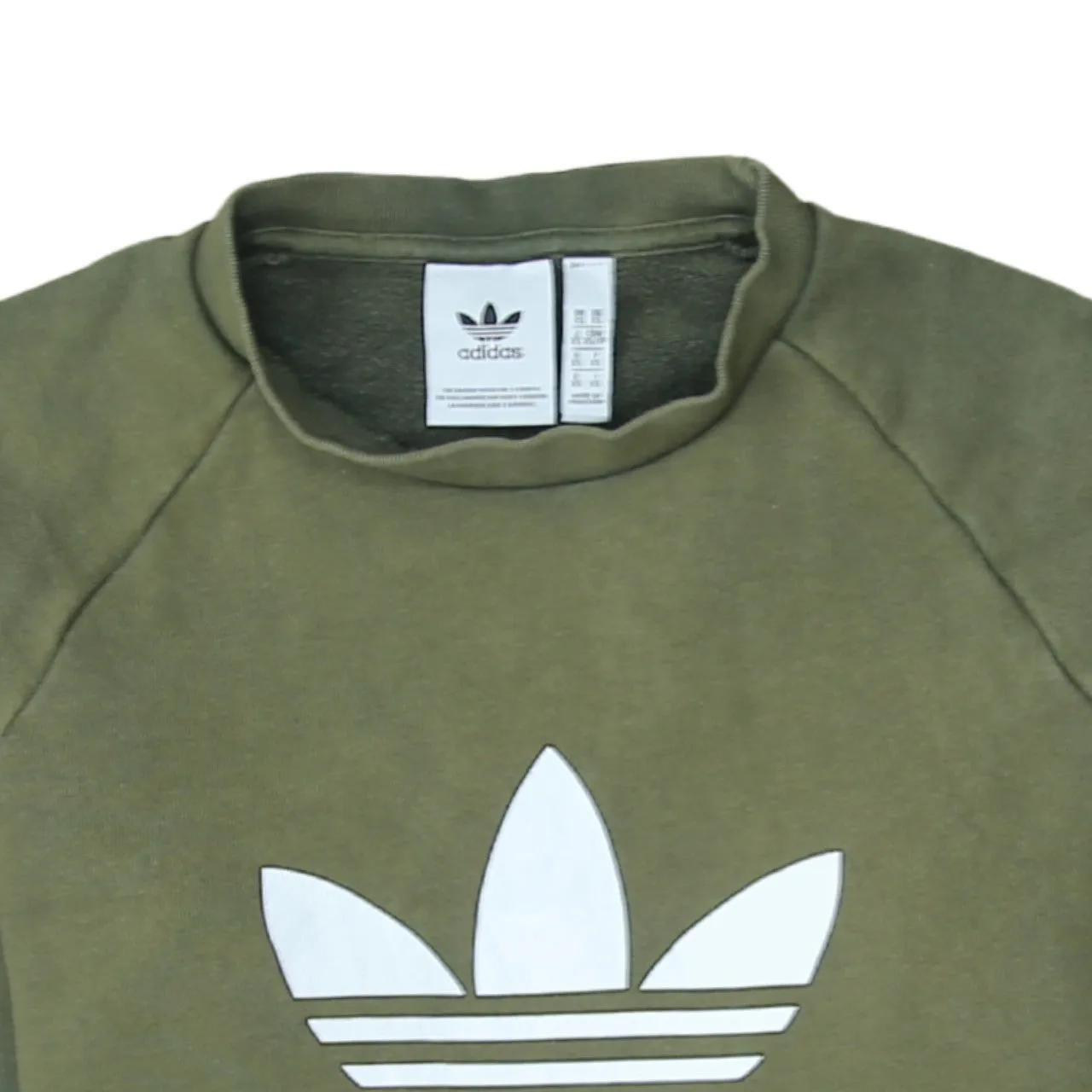 Adidas Olive Green Sweatshirt Men's XSmall Printed Trefoil Logo Crewneck Pullover Top sold by Vintage Club product image thumbnail 3