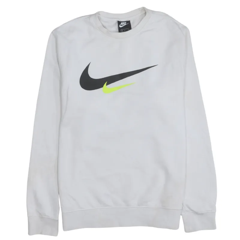 Nike 90's Center Middle Swoosh Crew Neck Sweatshirt Small White made by Nike
