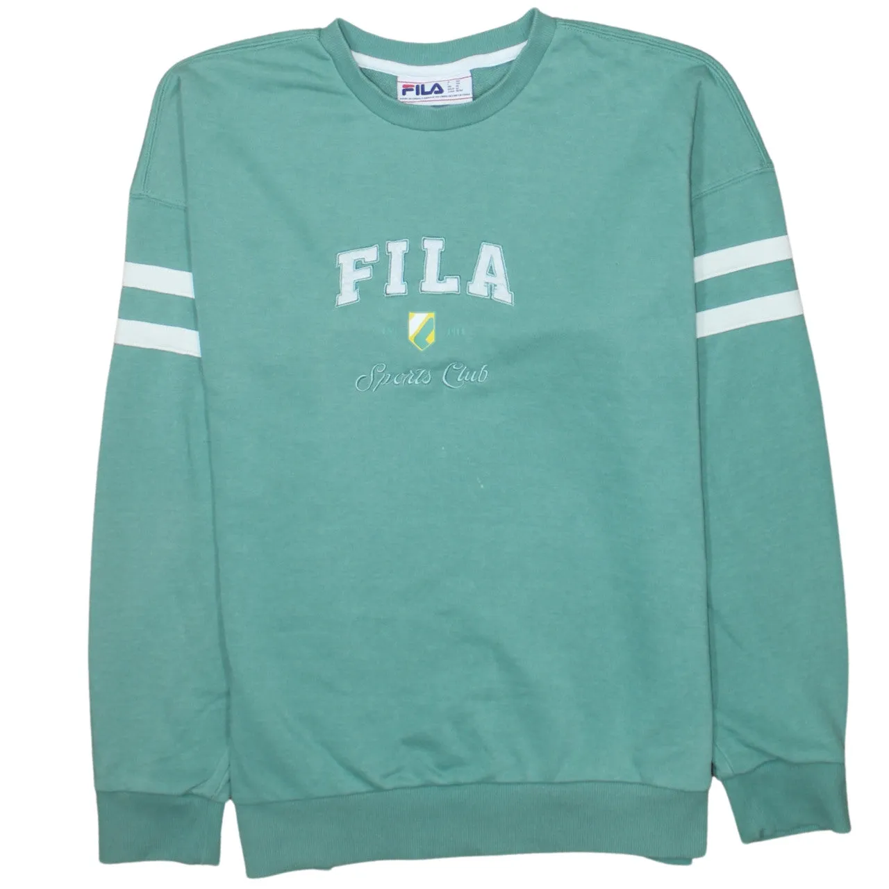 Fila 90's Spellout Crew Neck Sweatshirt Medium Green sold by Vintage Club