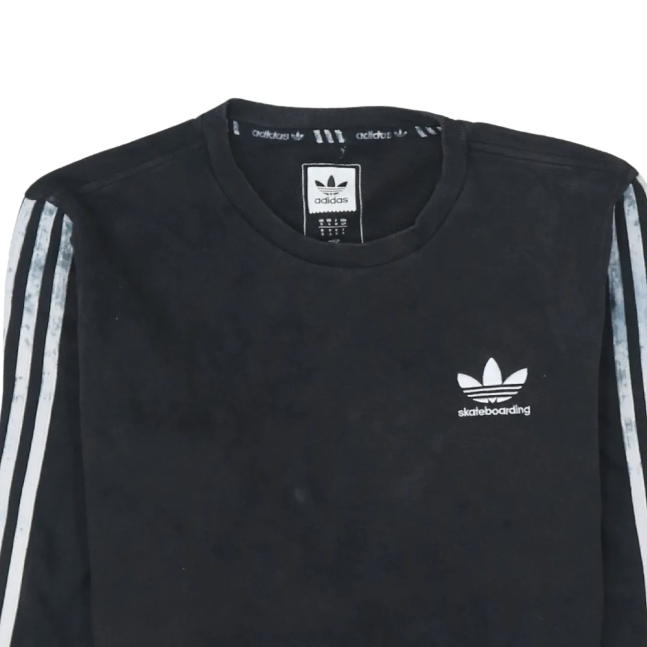 Adidas 90's Striped Sleeve Crew Neck Sweatshirt Small Black sold by Vintage Club product image thumbnail 3